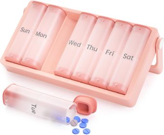 Weekly Pill Organizer, Large Travel Pill Bo, Am Pm Twice Daily Pill Case with Rotatable Handle, Pill Holder Container for Vitamin, Medicine