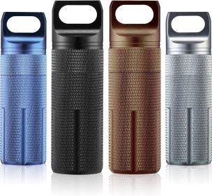 4 Pcs Portable Keychain Pill Holder Pill Organizer Travel Waterproof Match Container Aluminum Airtight Keychain Container Travel Size Storage Sup