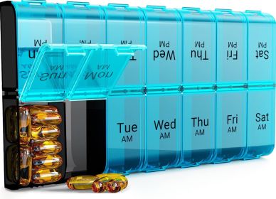 7 Day Extra Large Pill Organizer 2 Times a Day, Weekly Pill Box Twice a Day, XL AM PM Pill Case, Oversized Daily Medicine Organizer for Vitamin