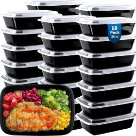 50 Pack Meal Prep Containers 38 oz, Leakproof To Go Food Containers, Disposable & Reusable Food Prep Containers for Takeout