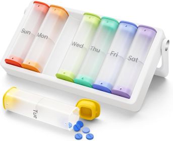 Weekly Pill Organizer 2 Times a Day, Large Travel Pill Box 7 Day, Am Pm Twice Daily Pill Case with Rotatable Handle, Pill Holder Container for Vi