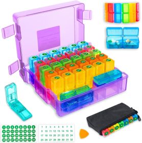 Monthly Pill Organizer,Portable AM PM Pill Box with Weekly Travel Bag, Large Capacity Medicine Organizer with Labels