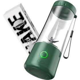 Portable Blender USB Rechargeable, Personal Size Blender for Shakes and Smoothies, Strong Cutting Power with Six Blades, 13.5Oz Juicer Cup for Sp