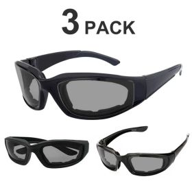 3Pair Motorcycle Riding Glasses Wind Resistant Bike Goggles UV Protection Resistant Padded Comfortable Outdoor Sport Goggles (Option: 3Gray)