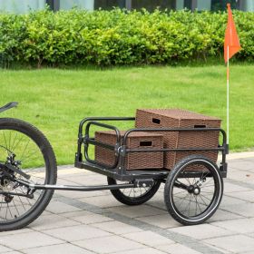 Bike Cargo Trailer Bike Wagon Bicycle Trailer with Suspension, Triple Safety Features, 16 Wheels, 88 lbs Max Load (Option: Black-725x210x565 mm)