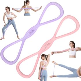 Figure 8 Resistance Band: Resistance Bands with Handles for Working Out - 8 Shaped Resistance Bands for Women - Exercise Bands for Arms - Fullbod (Color: 15lbs Pink+25lbs Purple)