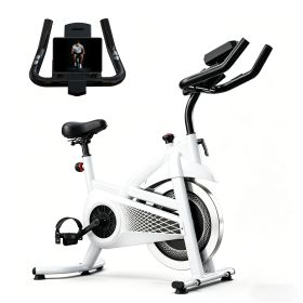 Exercise Bike Indoor Stationary Bike Cycling Bicycle for Home Gym 300 lbs Weight Capacity Adjustable Seat/Handlebar for Cardio Workout Office, Re (Color: White)