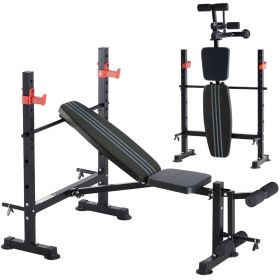 650LBS Adjustable Weight Bench with Rack & Leg Developer, Foldable Bench Press Set for Home Gym (Color: Black)