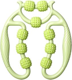 9 Wheels Muscle Roller, Leg Massager Muscle Relaxation Stretching Roller Foam Roller Deep Tissue Massager for Thigh Arms Leg Waist (Color: Green)