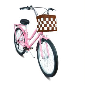 26 Inch 7-Speed City Commuter Bike With Lock & Detachable Basket High-Tensile Steel Frame, Lightweight Alloy Wheels & V-Brakes Multiple Colors Fo (Option: PINKWHITE)
